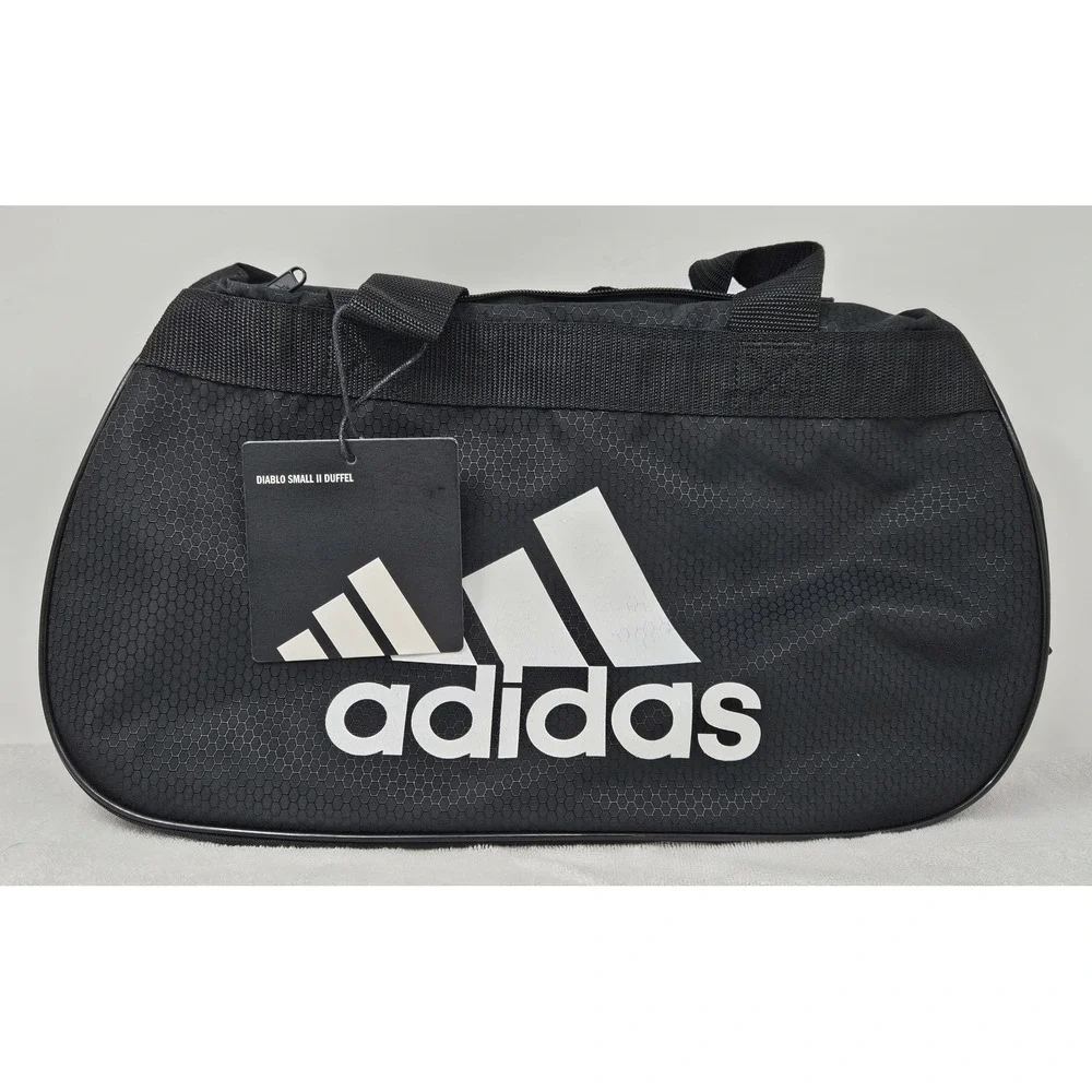 Adidas Diablo Small II Duffel Bag Black White Hex Solid Gym Travel Bag NWT